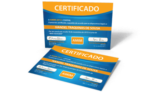Certificados com Dados Variáveis Couchê 300g Verniz Total Frente
